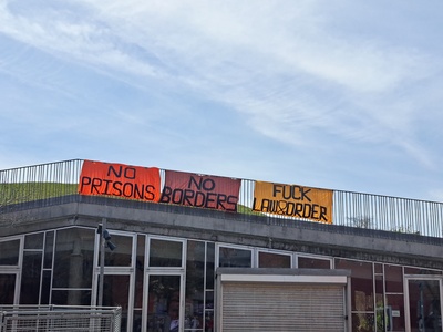 Banner painting for 1. May - Forum for Prison Abolition
